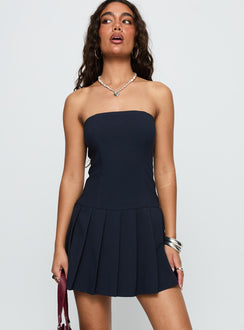 Mark My Words Strapless Playsuit Blue