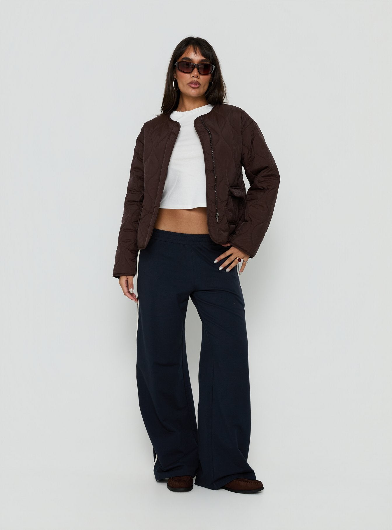 Homebody Quilted Puffer Jacket Brown