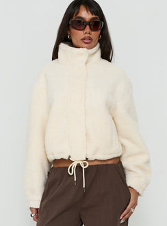 Clora Funnel Neck Sherpa Jacket Cream