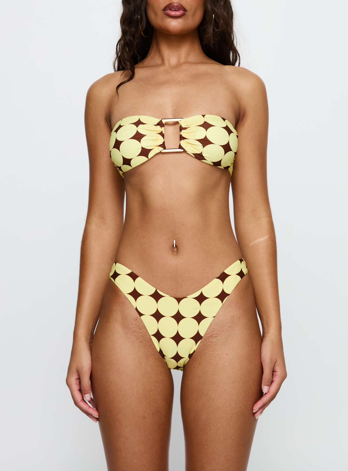 Calbira Cheeky Bikini Bottoms Yellow Geo