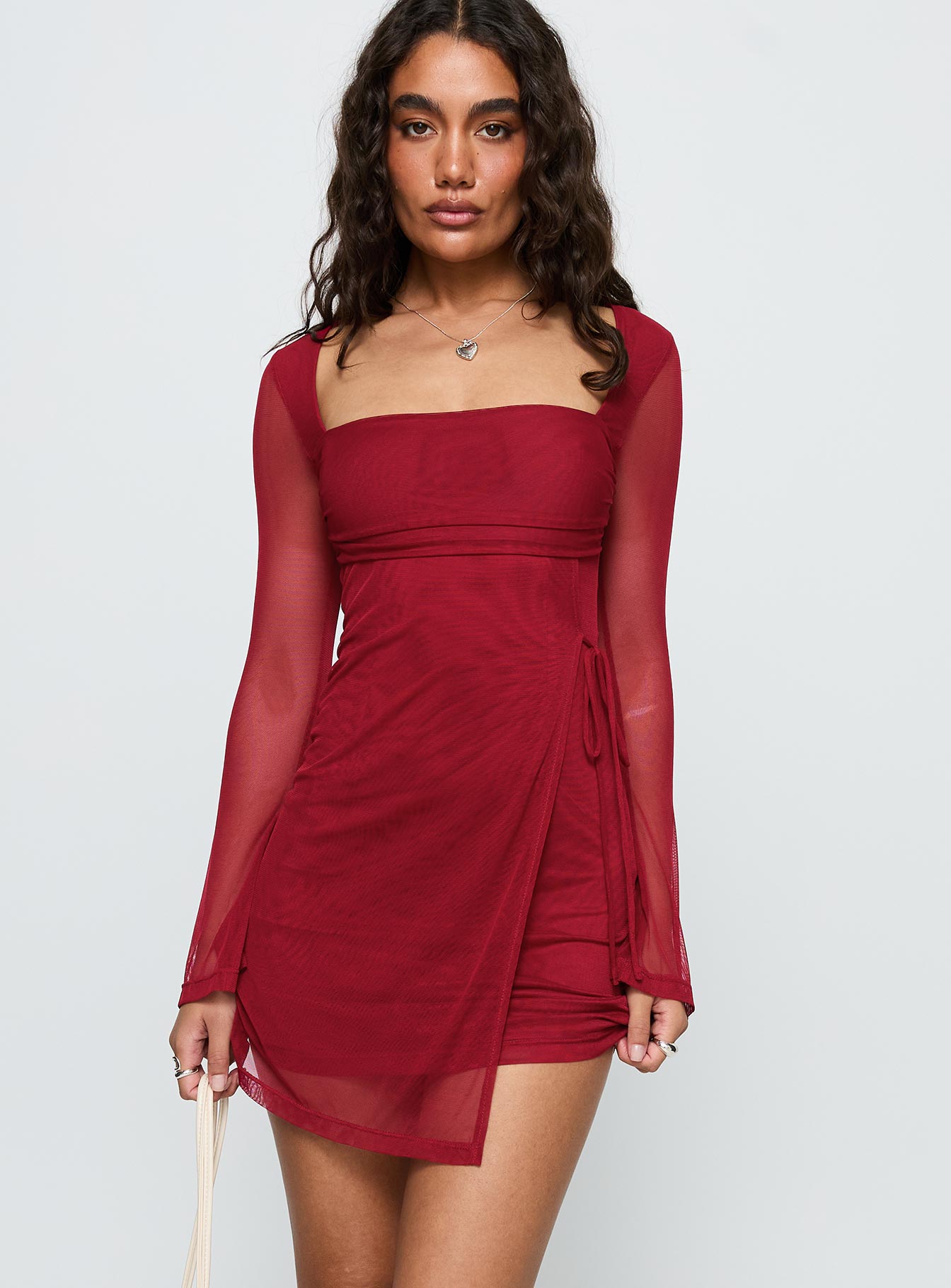 Martinez Long Sleeve Mini Dress Currant