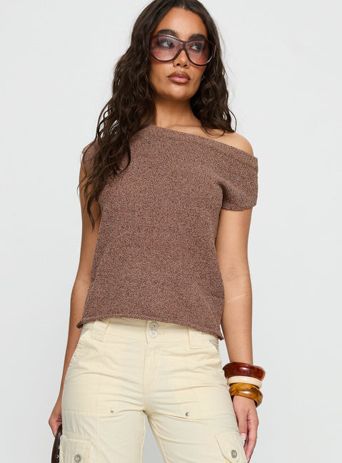 Ashfield Off Shoulder Top Brown
