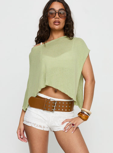 Remoni Off Shoulder Knit Poncho Pistachio