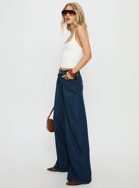 Naylor Mid Rise Wide Leg Jeans Mid Blue Denim Tall