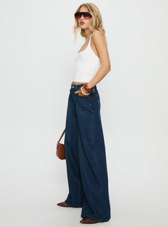 Naylor Mid Rise Wide Leg Jeans Mid Blue Denim Petite