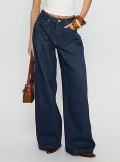 Naylor Mid Rise Wide Leg Jeans Mid Blue Denim Tall