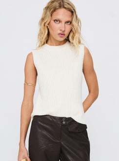 Jessabell Rib Sleeveless Top White
