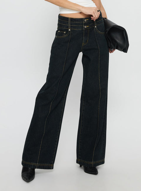 Hannalee Low Rise Wide Leg Jeans Grunge Wash Low Rise Jeans Jeans 