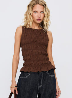 Marleene Shirred Top Chocolate