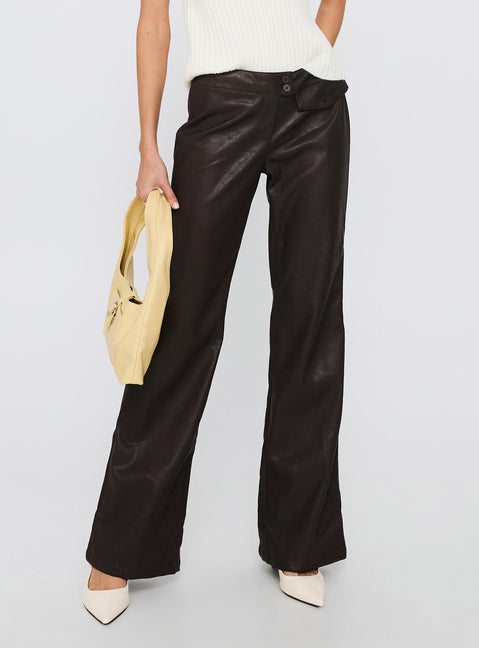 Prosperous Faux Leather Tailored Pants Brown