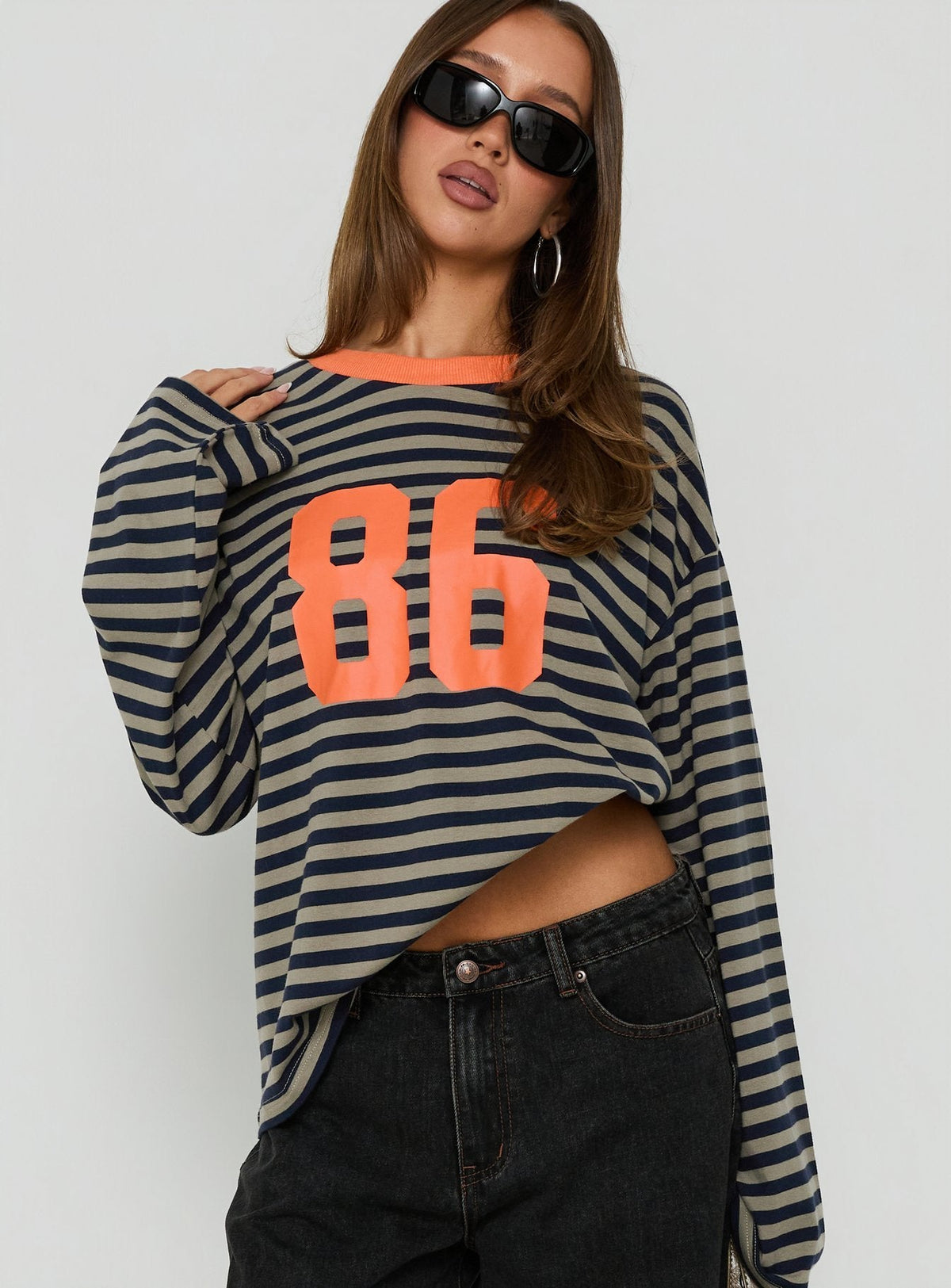 All Rounder Long Sleeve Varsity Graphic Top Multi Stripe