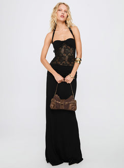 Adalyne Lace Halter Maxi Dress Black