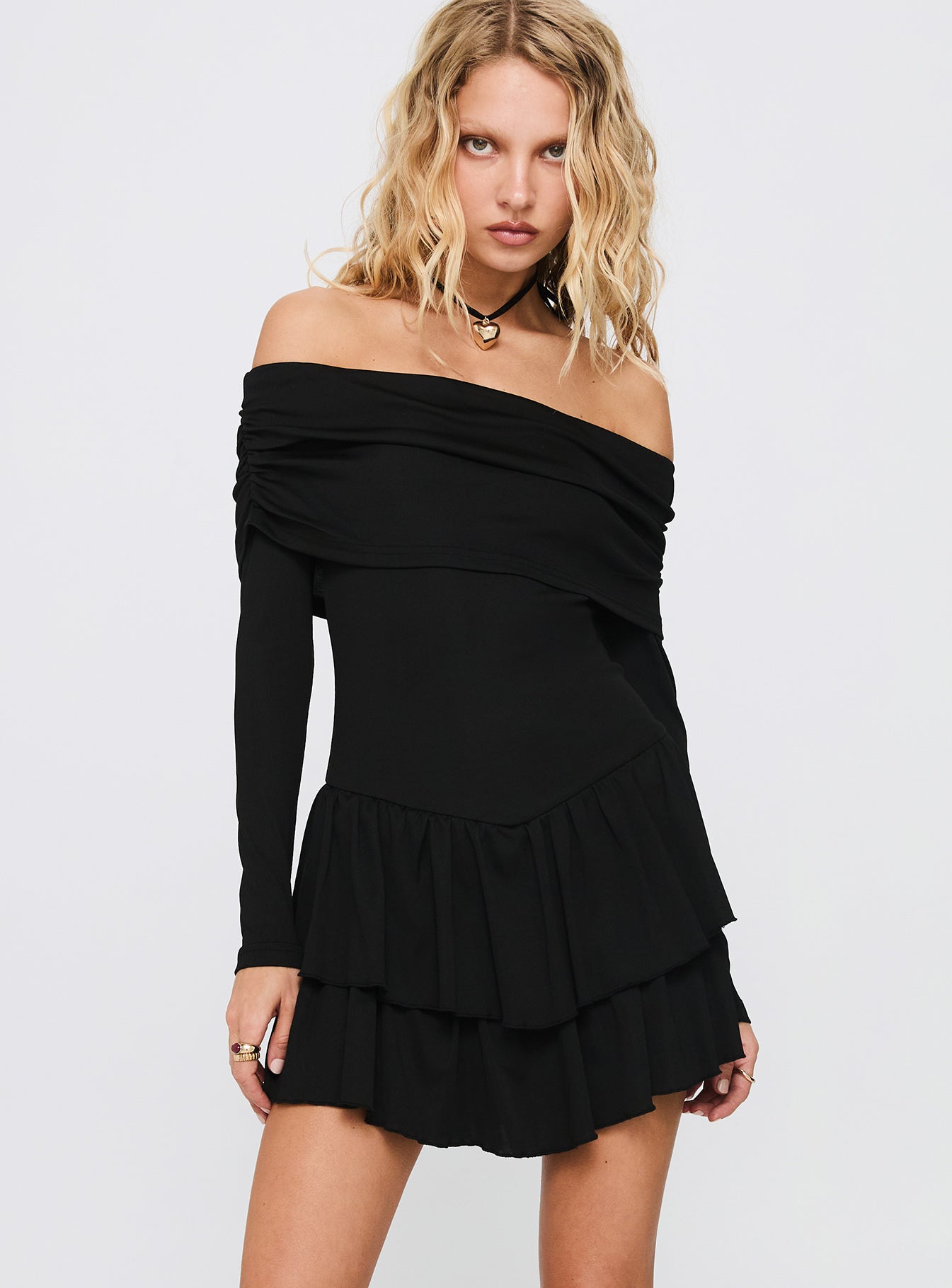 Wispy Off Shoulder Playsuit Black