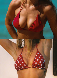 Nevaeh Reversible Triangle Bikini Top Red Polka Dot