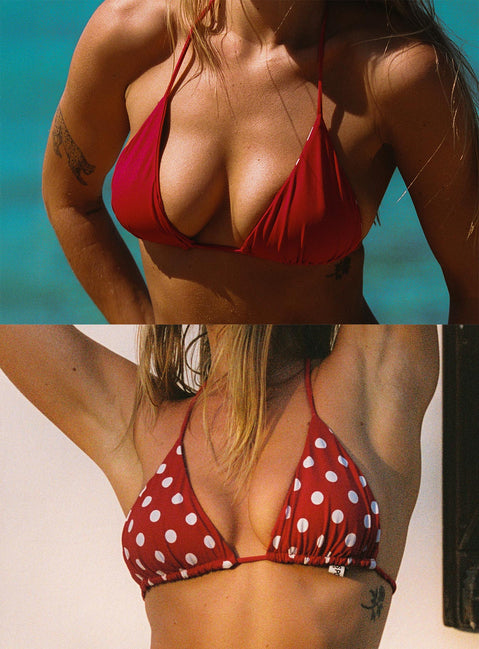 Nevaeh Reversible Triangle Bikini Top Red Polka Dot