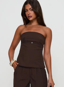 Irresistible Strapless Top Chocolate Petite