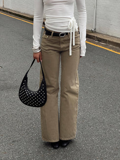 Under Control Mid Rise Wide Leg Jeans Washed Brown