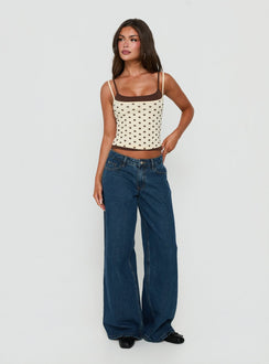 Maeka Layered Jersey Tank Top Yellow / Polka Dot