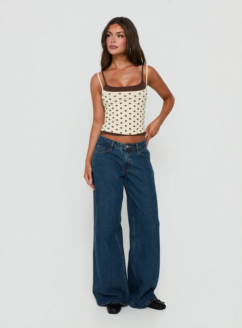 Maeka Layered Jersey Tank Top Yellow / Polka Dot