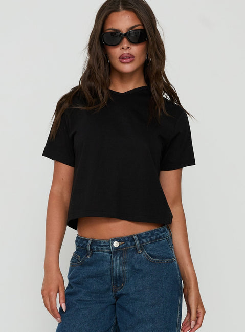 Dealia High V Boxy Tee Black