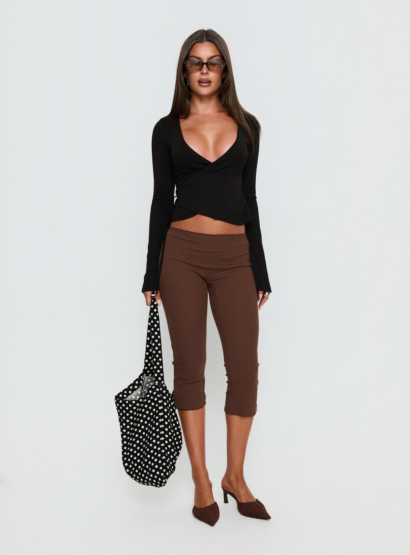 Baseline Rib Capri Pants Chocolate