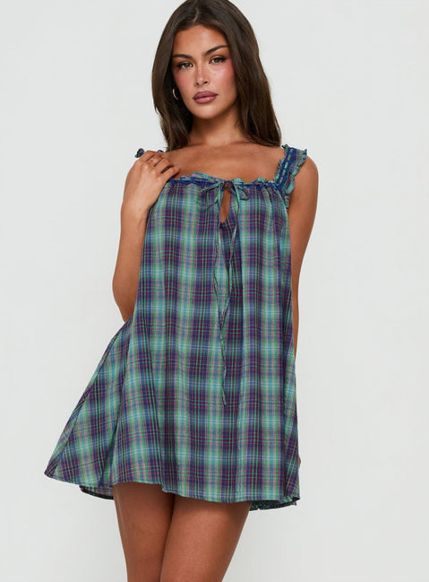 Swing Mini Dress Blue / Green Check