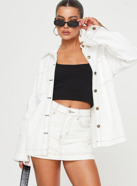 Katlynne Denim Mini Skort White Tall