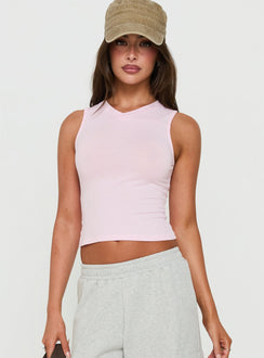 Camrynn High V Boxy Tank Top Pink