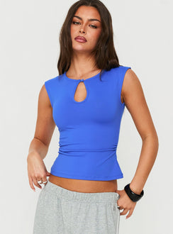 Ailana Cinched Keyhole Top Blue