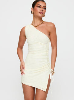 Be The One Asymmetrical Ruched Mini Dress White