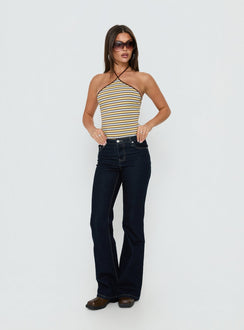 Featuring the Aethoria Arrowneck Bodysuit Multi Stripe womens bodysuit in sleeveless style product Princess Polly
