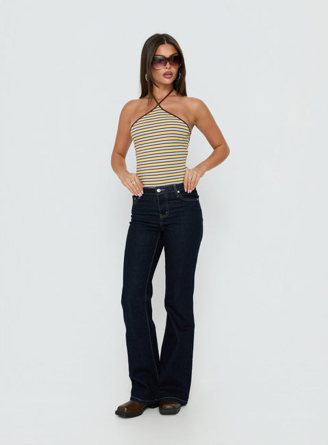 Featuring the Aethoria Arrowneck Bodysuit Multi Stripe womens bodysuit in sleeveless style product Princess Polly