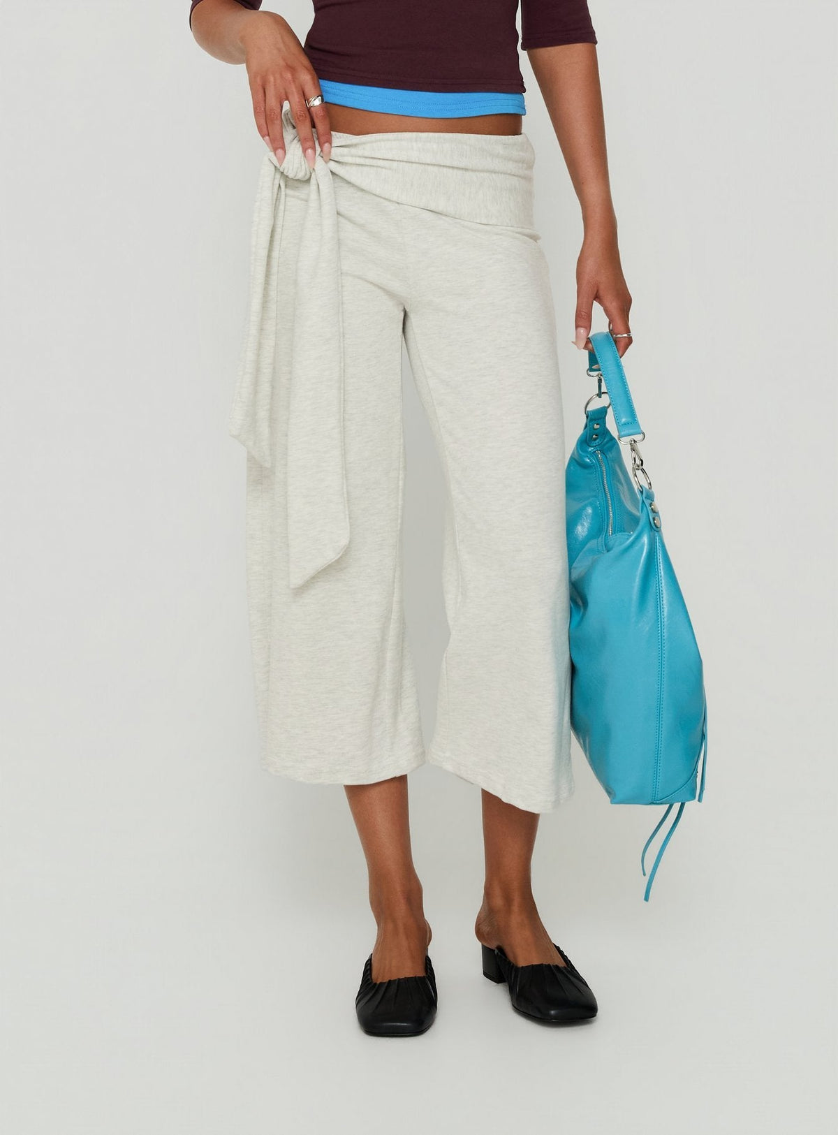 Allena Gaucho Tie Detail Shorts Grey Marle