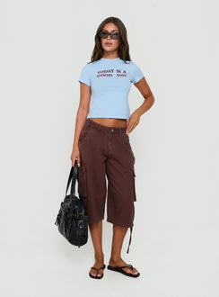 Hudsen Longline Cargo Shorts Washed Brown