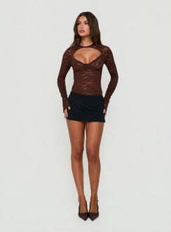 Giallo Long Sleeve Bodysuit Brown