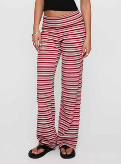 back view of model wearing Princess Polly Dreamgirl Folded Pant Pink Multi Mid Rise Pants 