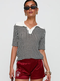 Tristar Collared Top Black