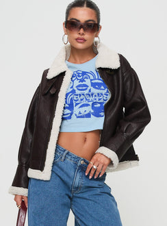 Faux leather jacket Classic collar, exposed zip fastening, twin pockets, buckle detail