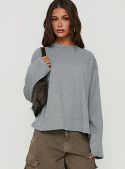 Arlla Waffle Jersey Long Sleeve Top Grey