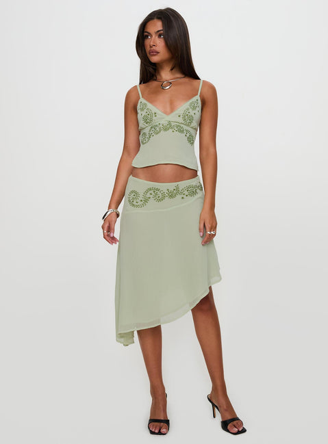 Pappilion Asymmetrical Midi Skirt Sage Petite Skirts 