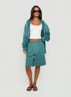 AT Fleece Baggy Jort Washed Teal