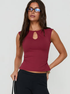Ailana Cinched Keyhole Top Wine