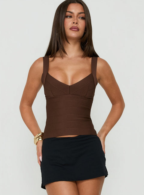 Justina Bandage Top Brown