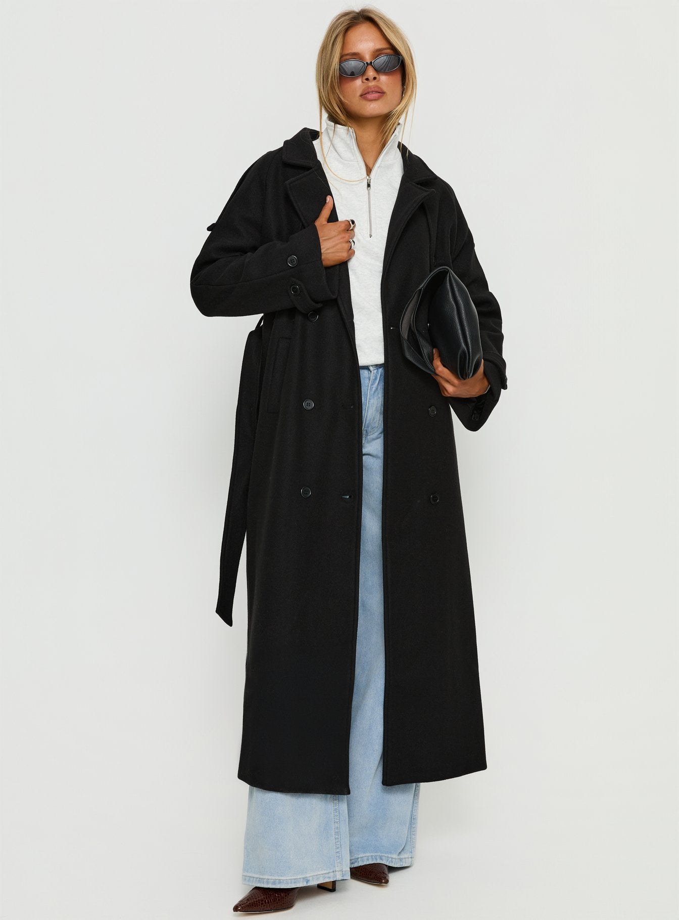 Rylanne Longline Trench Coat Black