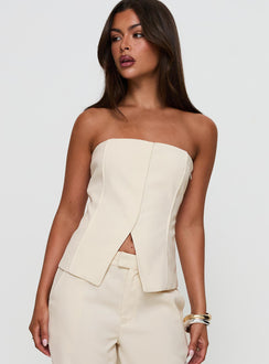 Lavish Living Strapless Top Cream Petite
