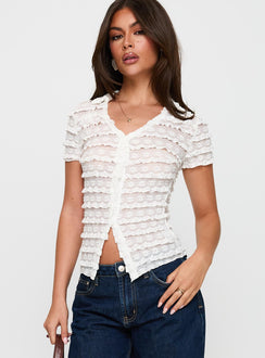 Into Your Eyes Textured Top White