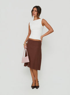 Such Delight Linen Midi Skirt Chocolate
