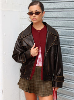 Little Bow Peep Mini Skirt Brown Check