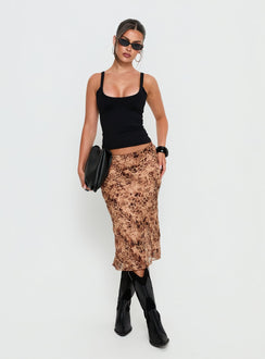Sydni Midi Bias Cut Skirt Leopard