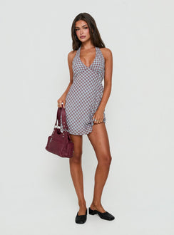 Nellie Halter Mini Dress Blue Check